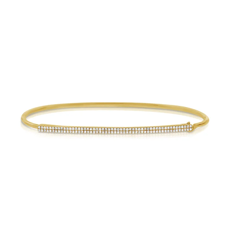 Statement Cuff Bracelets-Diamond Pavé Line Bangle in 14K Gold