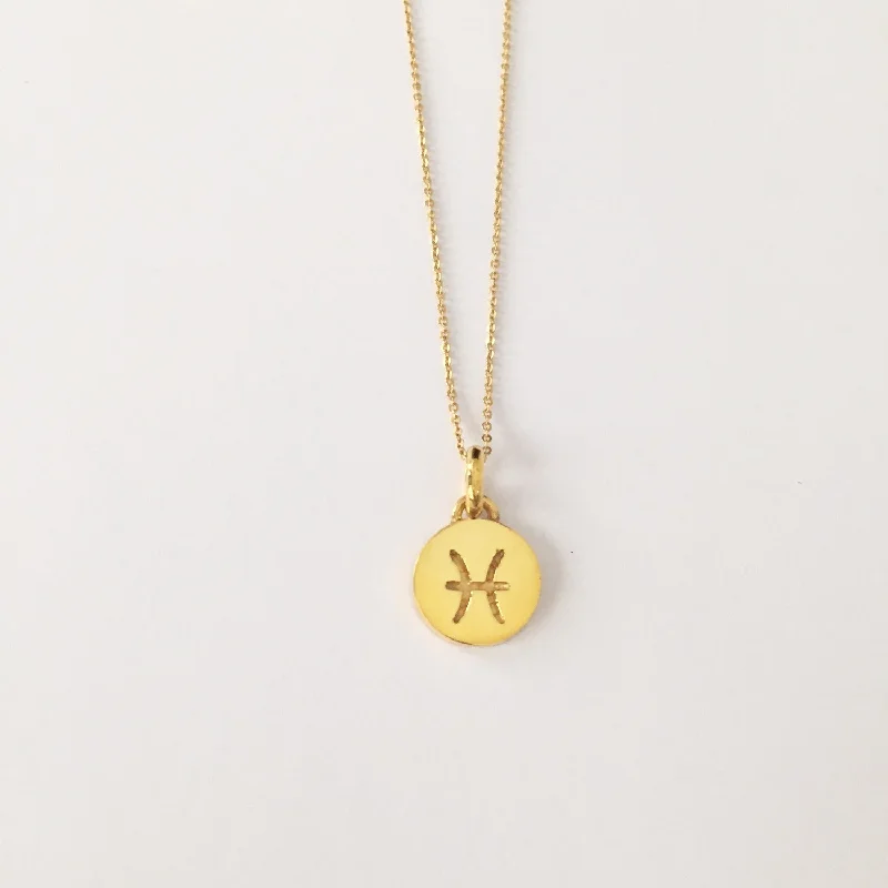 Classic Diamond Necklaces-Pisces Necklace, Solid Gold