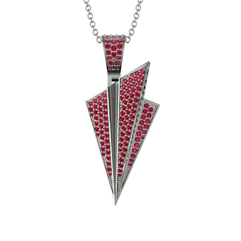 Elegant Pearl Necklaces-Paper Airplane Ruby Necklace For Men - Walter No. 12