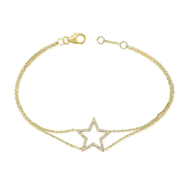 Handcrafted Tennis Bracelets for Women-Diamond Star Chain Bracelet made in 14K Gold