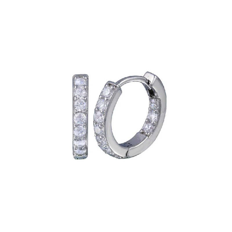 High-Quality Earrings-Silver 925 Rhodium Plated CZ huggie hoop Earrings - STE00181