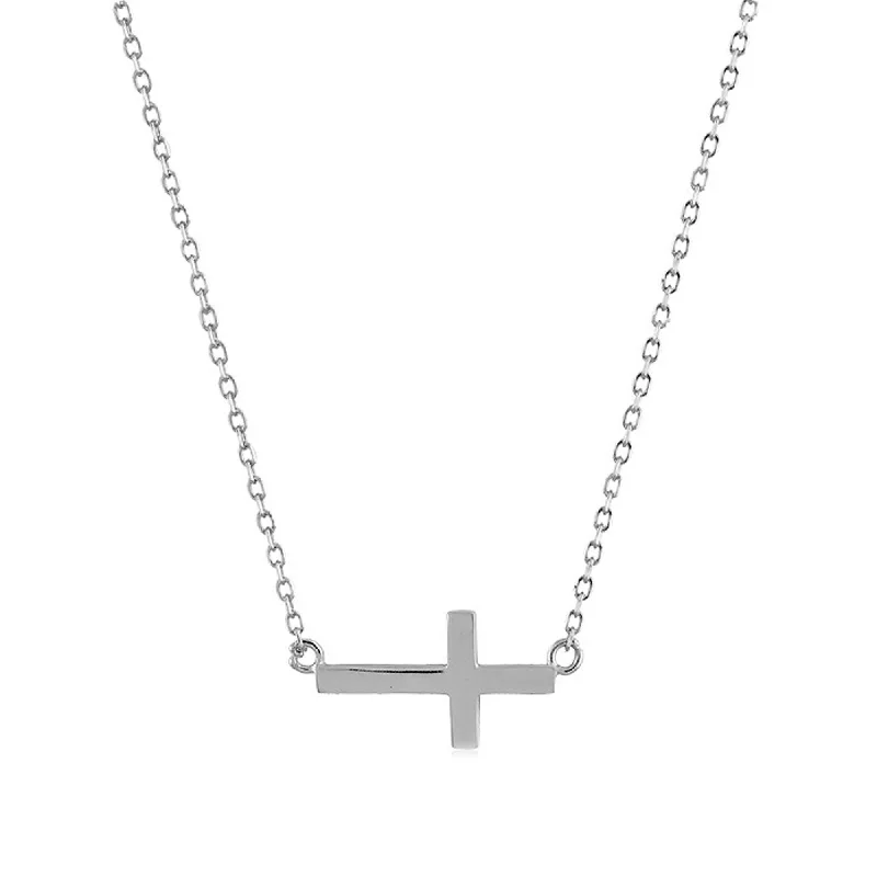 Personalized Infinity Necklaces-Classic Women's Necklace - Sterling Silver Sideways Cross | L-3594