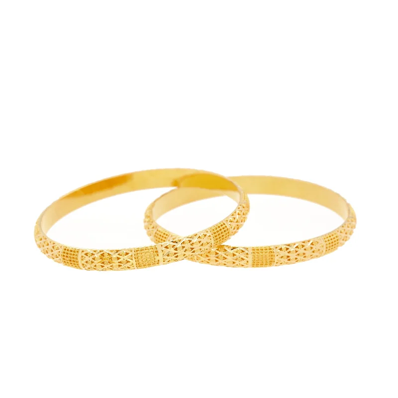 Custom Bangle Bracelets-22K Gold Bangles Set of Two, 27.2gm