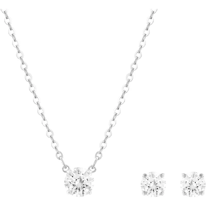 Fine Gold Pendant Necklaces-Swarovski Women's Necklace & Earrings Set - Attract Silver Tone | 5113468