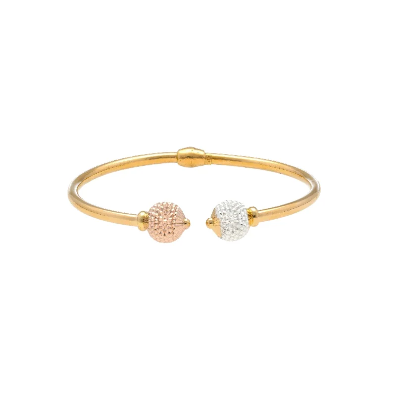 Customizable Bangles-22K Gold Bangle W/ Facing ball acents