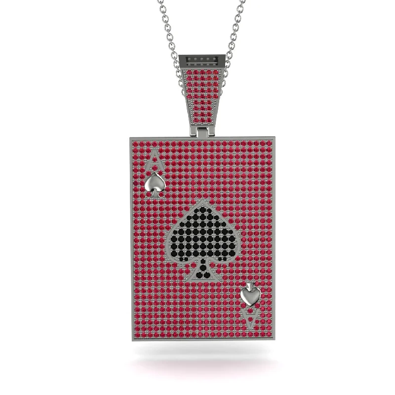 Customizable Chain Necklaces-Ace Of Spades Ruby Card Necklace - Tyler No. 54