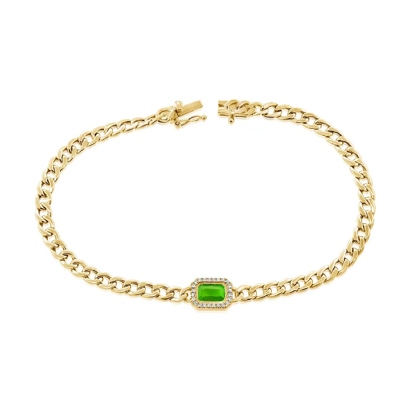 Customizable Name Bracelets-OKGs Collection 14K Emerald Bracelet with Diamonds