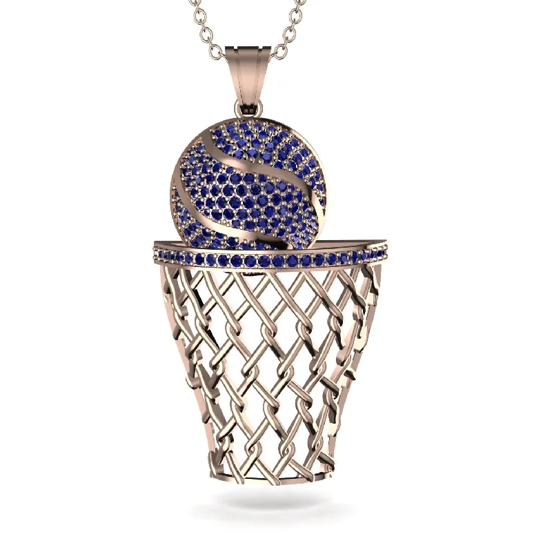 Layered Chain Necklaces-Basketball Sapphire Necklace For Men - Kyle No. 14