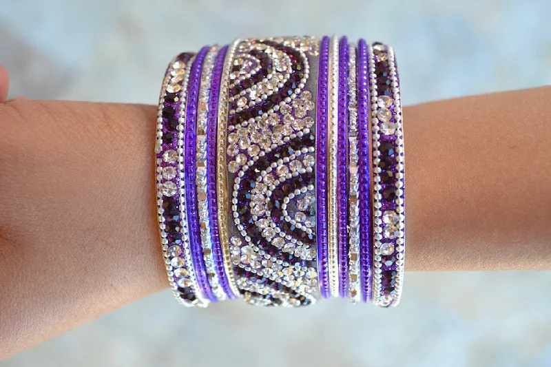 Slim Silver Bangles-Bonita Purple Bangles