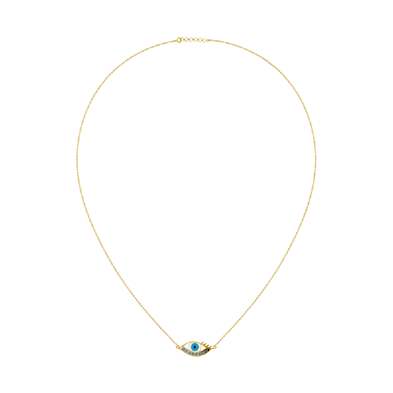 Statement Silver Necklaces-18 K Peacock Eye Themed Diamond And Gold Necklace